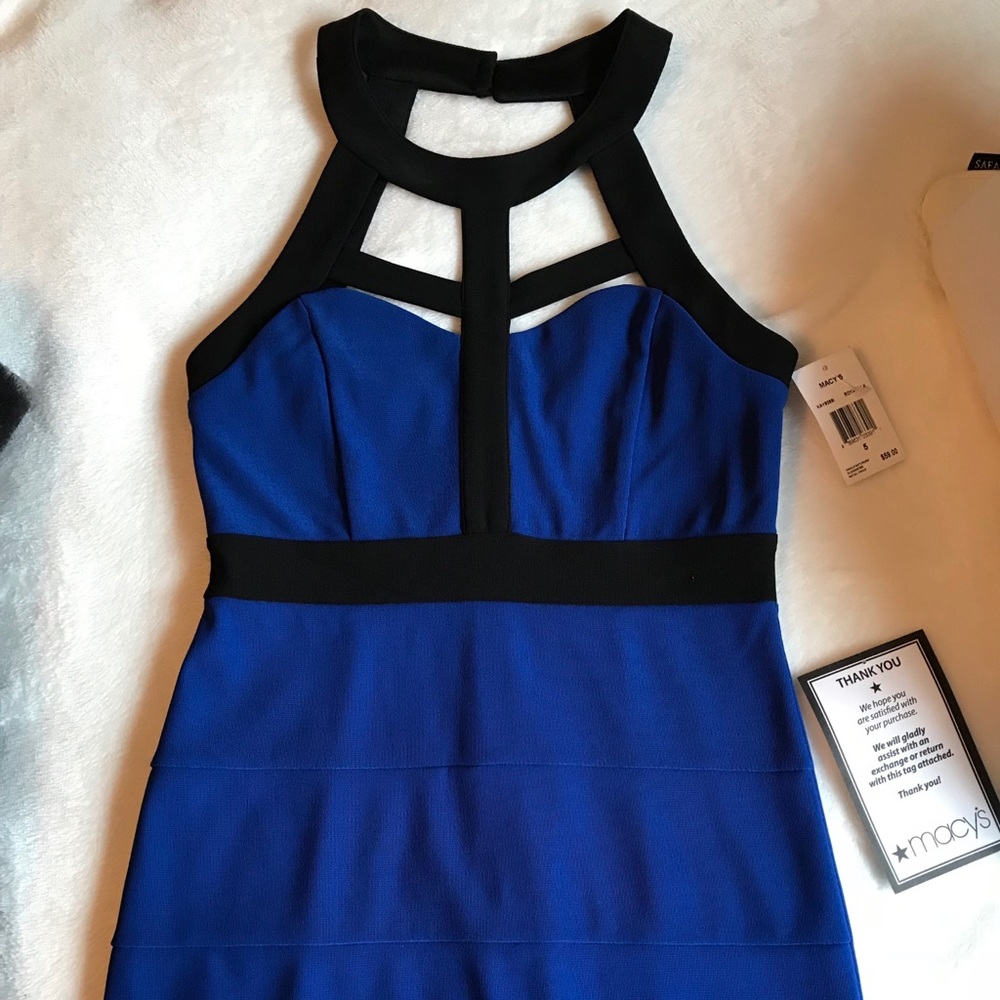 Blue and Black Mini Dress